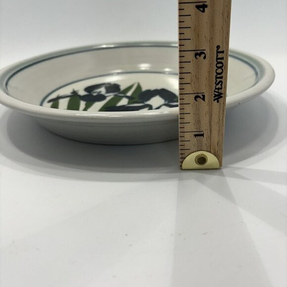 Handcrafted Pottery Artisan Signed Ward  Glazed Pie Plate Shallow Bowl Iris - Picture 8 of 12
